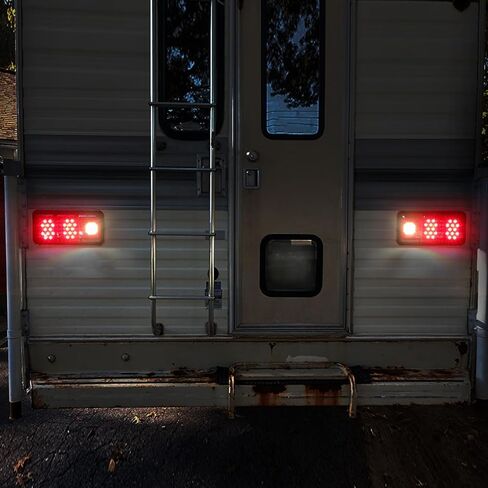 Partsam 2 قطعة مصابيح LED ثلاثية الذيل 45 مصباح LED، مستطيل عمودي أو أفقي جبل LED مقطورة العربة RV أضواء الذيل توقف بدوره الذيل النسخ الاحتياطي عكس الأضواء الخلفية ث / قاعدة سوداء - عدسة حمراء / واضحة in Saudi Arabia