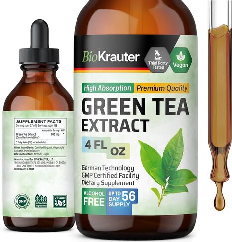 Green Tea Extract Tincture - Green Tea Supplements - Antioxidant Source - Immune Support Supplement - Alcohol and Sugar Free - Vegan Drops 2 Fl.Oz. in Kuwait