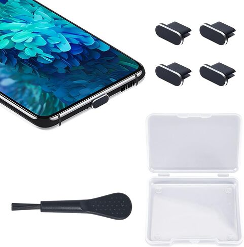 مجموعة سدادات الغبار 4 في 1 USB C من النوع C، قابس منفذ شحن معدني مضاد للغبار لهاتف Samsung Galaxy S23 S22 S21 S20 S10 S9 S8 A53 A13 A12 Note 20 Note 10، غطاء مقاوم للغبار مع فرشاة تنظيف وصندوق تخزين in Saudi Arabia