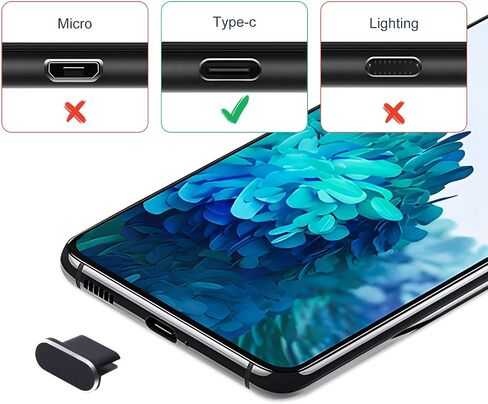 مجموعة سدادات الغبار 4 في 1 USB C من النوع C، قابس منفذ شحن معدني مضاد للغبار لهاتف Samsung Galaxy S23 S22 S21 S20 S10 S9 S8 A53 A13 A12 Note 20 Note 10، غطاء مقاوم للغبار مع فرشاة تنظيف وصندوق تخزين in Saudi Arabia