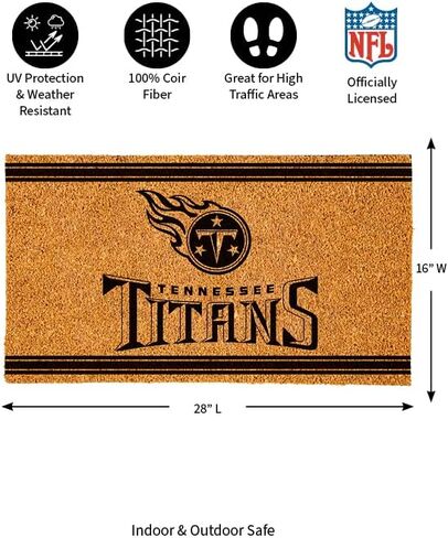 Team Sports America NFL Tennessee Titans Natural Coir Door Mat | Indoor and Outdoor Entryway | 28 x 16 Inches | Non Slip Back | Welcome Floor Mats | Muddy Dog Paws | Front Door Entrance Home Décor in Saudi Arabia