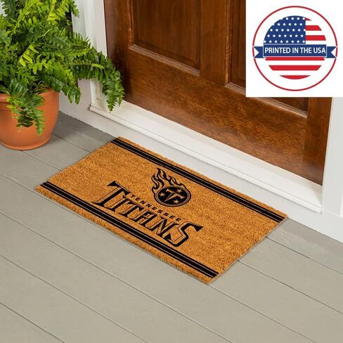 Team Sports America NFL Tennessee Titans Natural Coir Door Mat | Indoor and Outdoor Entryway | 28 x 16 Inches | Non Slip Back | Welcome Floor Mats | Muddy Dog Paws | Front Door Entrance Home Décor in Saudi Arabia