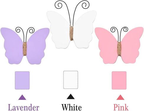 MEKOUZON Butterfly Decorations for Home, Set of 3 Rustic White Pink Purple Butterfly Statue Ornaments, Farmhouse Spring Decorations for Tiered Tray, Shelf, Fireplace, Table Decor in Kuwait