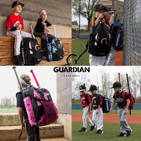 حقيبة ظهر Guardian Rookie Baseball للأولاد والبنات - حقيبة حزمة الخفافيش لتخزين الخوذة الخارجية للأطفال - تحمل مضاربين in Saudi Arabia