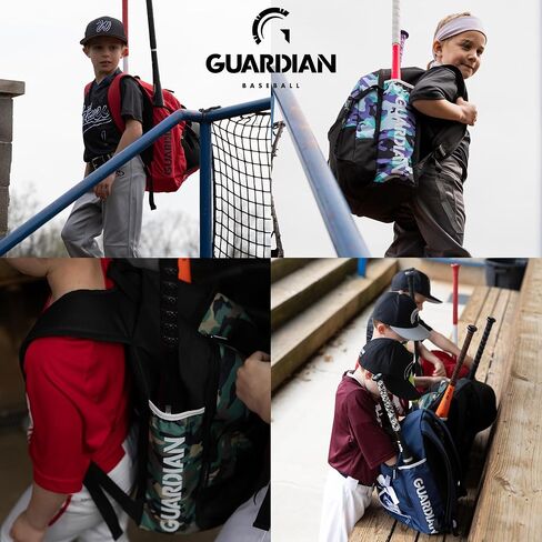 حقيبة ظهر Guardian Rookie Baseball للأولاد والبنات - حقيبة حزمة الخفافيش لتخزين الخوذة الخارجية للأطفال - تحمل مضاربين in Saudi Arabia