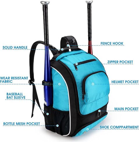 oscaurt Softball Baseball Bag - Baseball Bat Backpack with Shoe Compartment, Baseball Tball Bag Bat Baseball Equipment Gear in Saudi Arabia