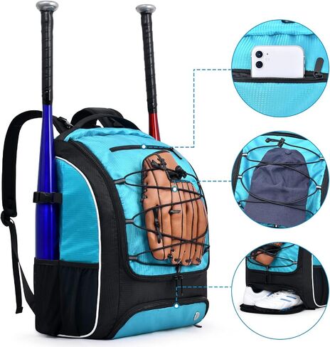 oscaurt Softball Baseball Bag - Baseball Bat Backpack with Shoe Compartment, Baseball Tball Bag Bat Baseball Equipment Gear in Saudi Arabia