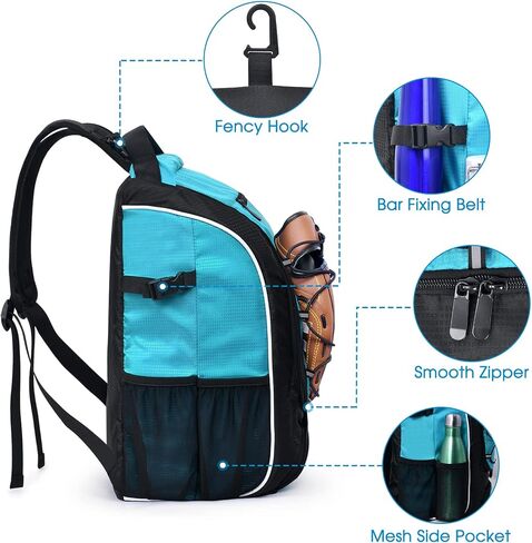oscaurt Softball Baseball Bag - Baseball Bat Backpack with Shoe Compartment, Baseball Tball Bag Bat Baseball Equipment Gear in Saudi Arabia