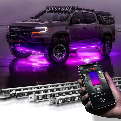 OPT7 Aura Pro Underglow Kit for Trucks Trailers w/App Control, Waterproof Rigid Aluminum LED Bars, Soundsync, Multi Colors Mode, Door Assist, iOS/Android Bluetooth, Exterior Neon Under Car Lights in Saudi Arabia