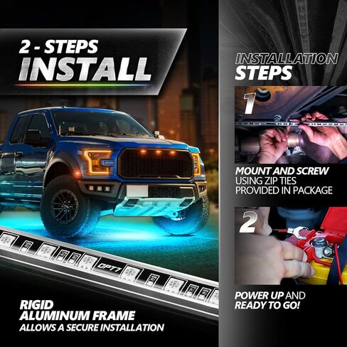 OPT7 Aura Pro Underglow Kit for Trucks Trailers w/App Control, Waterproof Rigid Aluminum LED Bars, Soundsync, Multi Colors Mode, Door Assist, iOS/Android Bluetooth, Exterior Neon Under Car Lights in Saudi Arabia