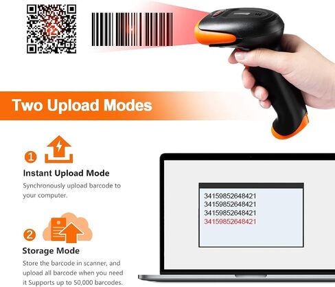 Tera Pro Wireless 2D QR Barcode Scanner 3 in 1 Bluetooth & 2.4GHz Wireless & USB Wired Connection Connect Smart Phone Tablet PC Image Bar Code Reader with Vibration Alert Model HW0002-O in Saudi Arabia