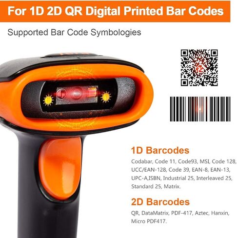 Tera Pro Wireless 2D QR Barcode Scanner 3 in 1 Bluetooth & 2.4GHz Wireless & USB Wired Connection Connect Smart Phone Tablet PC Image Bar Code Reader with Vibration Alert Model HW0002-O in Saudi Arabia