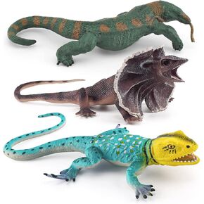 Komodo Dragon Figures Realistic Lizard Figures 3PCS Tropical Forest Animals Figurines Chameleon Toys School Project Model for Kids Toddlers Birthday Gift Cake Toppers