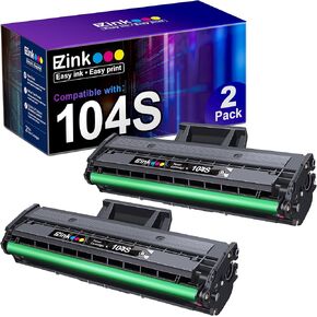 E-Z Ink Compatible Toner Cartridge Replacement for Samsung 104 104S MLT-D104S to use with ML-1660 ML-1661 ML-1667 ML-1665 ML-1675 ML-1666 ML-1865 ML-1865W SCX-3205W Printer (Black, 2 Pack)