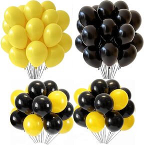 80 Pcs 10 Inch Black and Yellow Balloons,Available for Balloon Arch Kit,Graduation Baby Shower Wedding,Birthday Sunflower Party Decorations (Dark Yellow)