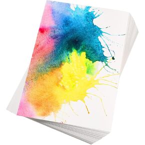 TecUnite 60 Sheets Watercolor Paper Pad Bulk, Hot Press Water Color Pad for Painting Wet Media, Acid-Free 110 Lb/230 GSM Art Drawing Paper for Artists Students Adults(5.5 x 8.5 Inch)