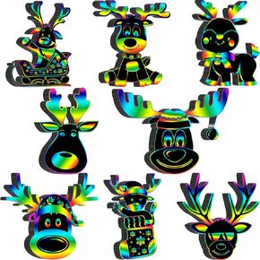 Hollowfly 80 Pcs Snowflake Scratch Cards Christmas Scratch Ornaments for Kids Rainbow Winter Crafts Christmas Party Supplies for Winter Xmas Gift Home Classroom DIY Activities
