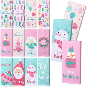 Zhanmai 24 Pcs Christmas Gift Card Boxes Holder with Bows Snowman Gift Card Christmas Paper Gift Tags Cash Holders Boxes Xmas Present Wrap Boxes Set for Winter Party Favor (6.3 x 2.76 x 0.59 Inches)