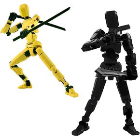 2PCS T13 Action Figure Set Stick Figures Titan 13 Lucky Dummy 13 Cool Action Figures,3D Printed Action Figure, Mission 13 t-13 Gift for Collectors Desktop Decorations (A-2pc-red+Dark Blue)