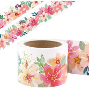 Tropical Floral Bulletin Board Border Two Sided Printed 36 Feet Roll Flower Summer Border for Classroom Back to School Decoration