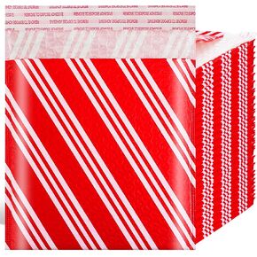 Qilery 25 Pcs Christmas Bubble Mailers 8.3 x 9.3 Holiday Padded Envelopes Self Adhesive Red White Stripe Poly Bubble Padded Mailers for Xmas Retailer Mailing Packaging Shipping