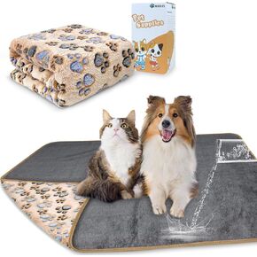 Waterproof Dog Blankets for Large Dogs, 60" x 50" Dog Blanket Washable, Soft Fluffy Flannel Pet Blanket Mat Cover for Bed Couch, Cute Print Puppy Blanket