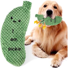 Pickle Squeaky Dog Toy, Funny Dog Squeaky Toys for Aggressive Chewers Cute Plush Pickle Toy Chewy Dog Toys for Small/Medium/Large Dog Exercise and Accompany