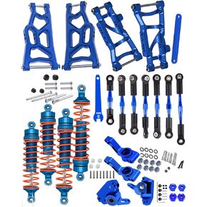Upgrades Part for 1/10 Rustler/Stampede VXL 2wd,Alloy Front Rear Shock Absorbers,Turnbuckles,Suspension A Arms,Steering Blocks Caster Blocks C-Hubs Stub Axle Carriers Left&Right,Red