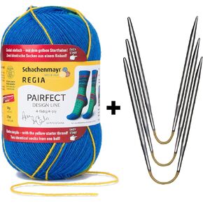 طقم الجوارب المبتدئ REGIA Pairfect (09090) + Addi CraSy Trio المعروف أيضًا باسم Flexi Flips (US1/2.25 مم)