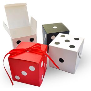 24 Pack Dice Favor Boxes 3x3x3 inches dice Boxes Bulk Casino Party Decoration Casino Themed Party Goodie Boxes Casino Party Dice Favor Box with Ribbon