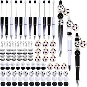 18 Pieces Beadable Pen Diy Cow Series Ballpoint Pen Set In Black Ink, With 110 Various Beads, 18 Pcs Lobster Clasps, 18 Cow Pendants, Diy Gifts Crafts School Office Supplies