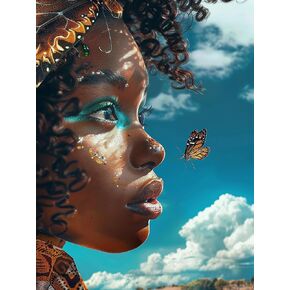 SKRYUIE 5D Africa Diamond Painting Kits - DIY Diamond Art Kits for Adults African Americans, Full Round Drill - Crystal Cross Stitch - Adults Craft for Wall & Office Decor - 12x16 Inch c2