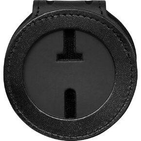 Perfect Fit Texas Belt Clip Badge Holder 2 Inch Round with Neck Chain Black Leather (Cutout 94)