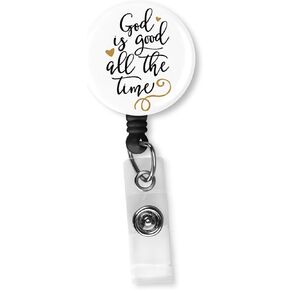 matea God is Good Retractable ID Card Badge Holder with Alligator Clip, Name Nurse Decorative Badge Reel Clip on Card Holders Black Badge Reel, Small, matea-2024 in Saudi Arabia