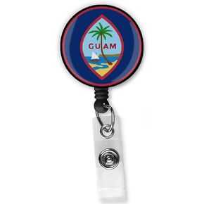 Guam Flag Badge Clip - Guamium Holder ID Reel Clip for Lanyards Name ID Card