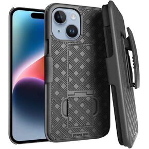 for Apple iPhone 16 Pro Case with Belt Clip Holster, Kickstand Slim Cover Phone Case for iPhone 16 Pro - Black