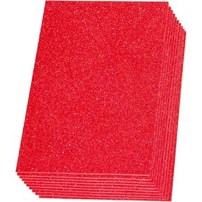 SALEMAR Red Glitter Foam Sheets for Christmas, 10 Packs Thick Self-Adhesive Sparkle EVA Sheets for Xmas Crafting, 30 x 20 cm (Red)