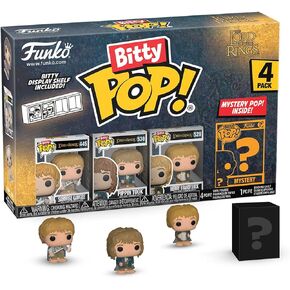 Funko Bitty POP! Lord of The Rings - Frodo, 4-Pack​ and A Surprise Mystery Mini Figure - 0.9 Inch (2.2 Cm) - Lord of The Rings Collectable - Stackable Display Shelf Included - Gift Idea