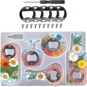 Bottle Opener Resin Molds Kit, Beer Opener Silicone Molds for Epoxy, Resin Jewelry Casting Molds, DIY Crafts Making for Best Gifts.