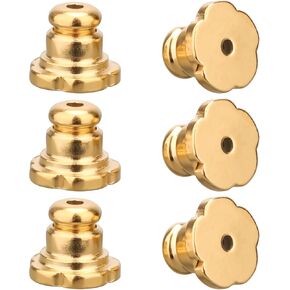 6pcs Earring Backs, Screw On Flower Shaped Earring Backs for Droopy Ears Copper Earring Backs Replacements Safety Support Backings Locking Secure Earring Backs Lifters for Studs (Gold)