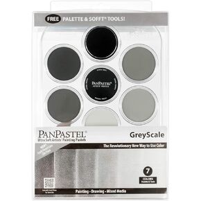 مجموعة PanPastel 30079 فائقة النعومة للفنانين باستيل 7 ألوان رمادية مع أدوات ناعمة وصينية لوحة الألوان