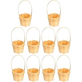 MAGICLULU 10pcs Mini Woven Baskets with Handles Miniature Woven Basket Easter Farmhouse Style Storage Basket for Fairy Garden Micro Landscape Decor