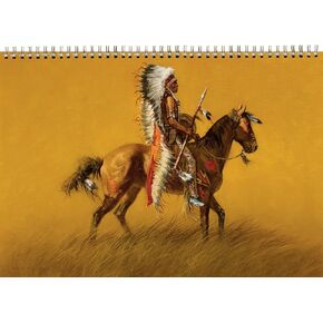 2025 Wall Calendar [12 pages 8"x12"] Wild West Indians Vintage Illustration by Early Settlers Pioneers Western