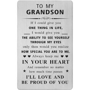 Gezxin Grandson Christmas Card- Merry Christmas Xmas Card Gifts for Grandson from Grandparents- To My Grandson Birthday Valentines Father's Day Graduation Wedding Easter Presents