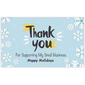 120 Thank You For Supporting My Small Business Cards Happy Holidays (3.5 x 2 Inches), Christmas Winter Theme Custom Thank You Cards for Online,Retail Store, Handmade Goods, Package Inserts (Snowman)