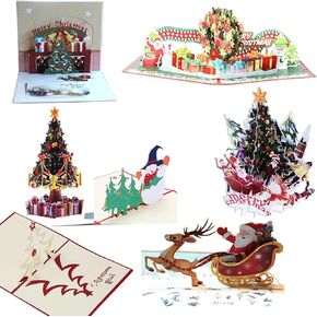 BTOOP 7 قطع ثلاثية الأبعاد منبثقة بطاقات معايدة عيد الميلاد الملونة بطاقات عيد الميلاد المجيد المصنوعة يدويًا وبطاقات وأظرف عيد الميلاد لعيد الميلاد/العام الجديد in Kuwait