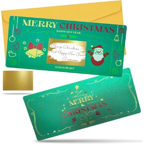 مجموعة واحدة من بطاقات عيد الميلاد مع مظروف، كشف هدية مفاجئة لبطاقة خدش عيد الميلاد، بطاقة سنة جديدة سعيدة مقاس 7.8 × 3.5 بوصة، تذكرة خضراء لكتابة بطاقة خاصة بك لصديقتك، أو زوجتك، أو عائلتك، أو صديقك، أو طفلك in Kuwait
