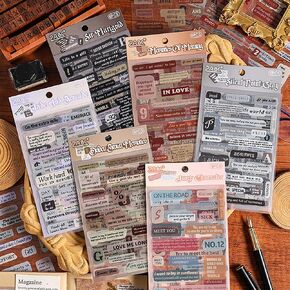 MAXLEAF 36 Sheets Vintages Words Stickers, Self Adhesive Paper Decals for DIY Art Journaling Scrapbook Planner Album Decorations Gifts for Journal Lovers