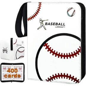 Card Binder 4-Pockets, 400 Pockets Card Binder with 50 Removable Sleeves - Premium Trading Card Holder for Football, Baseball, Sports Cards & More ，Durable Zipper Album for Card Collectors