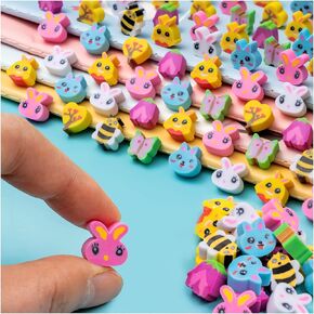 Mini Easter Erasers, 200 PCS Cute Mini Erasers, Corlorful Rabbit, Bees, Butterfly, Easter Egg Fillers, Novelty Pencil Erasers for Easter Party Favor and Art Supplies